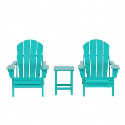 WestinTrends Malibu HDPE Outdoor Patio Folding Poly Adirondack Conversation Set (3-Piece)