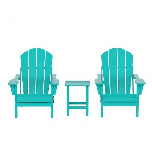 WestinTrends Malibu HDPE Outdoor Patio Folding Poly Adirondack Conversation Set (3-Piece) - 1 of 4