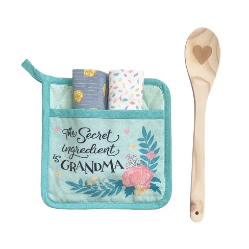 Grandma's Kitchen Oven Mitt & Pot Holder Set, Grandma Gift Set