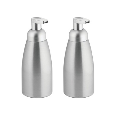 mDesign Aluminum Kitchen Foaming Soap Pump, Rustproof, 2 Pack - Brushed/Silver