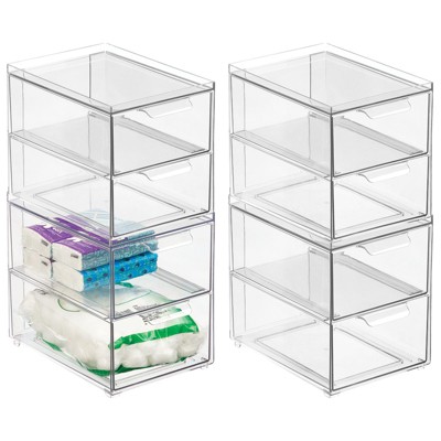 mDesign Clarity Plastic Stackable Bedroom Closet Storage Organizer with  Drawer - 14 x 14 x 8, 1 Pack