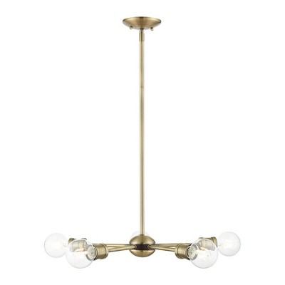 Mini Lansdale Antique Brass 5-Light Crystal Chandelier
