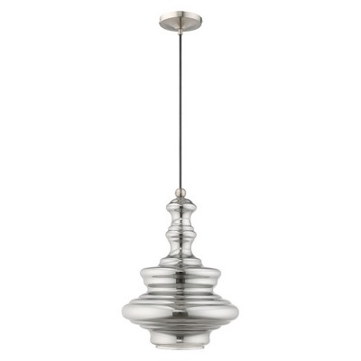 Transitional Smoke Glass Mini Pendant in Brushed Nickel