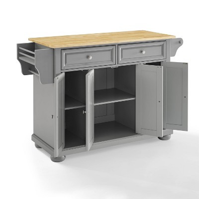 Gray and Natural Wood Top Kitchen Island with Storage