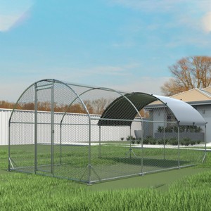 LAOTIES Large Metal Chicken Coop With Steel Frame,Waterproof Cover And Wire Mesh (9''W x 18''L x 6''H) - 1 of 4