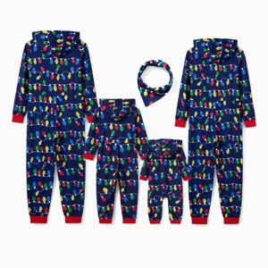 PATPAT Christmas Family Matching Long-sleeve Allover  Colorful Flower StringPrint One Piece Pajamas For Family Couples - 1 of 4