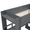 PAGED Full Size Loft Bed Simple Modern Wooden Bed Frame with Desk, Shelves, LED and Guardrail for Bedroom - 3 of 4