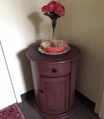 Transitional Gray Round Swivel End Table with Storage