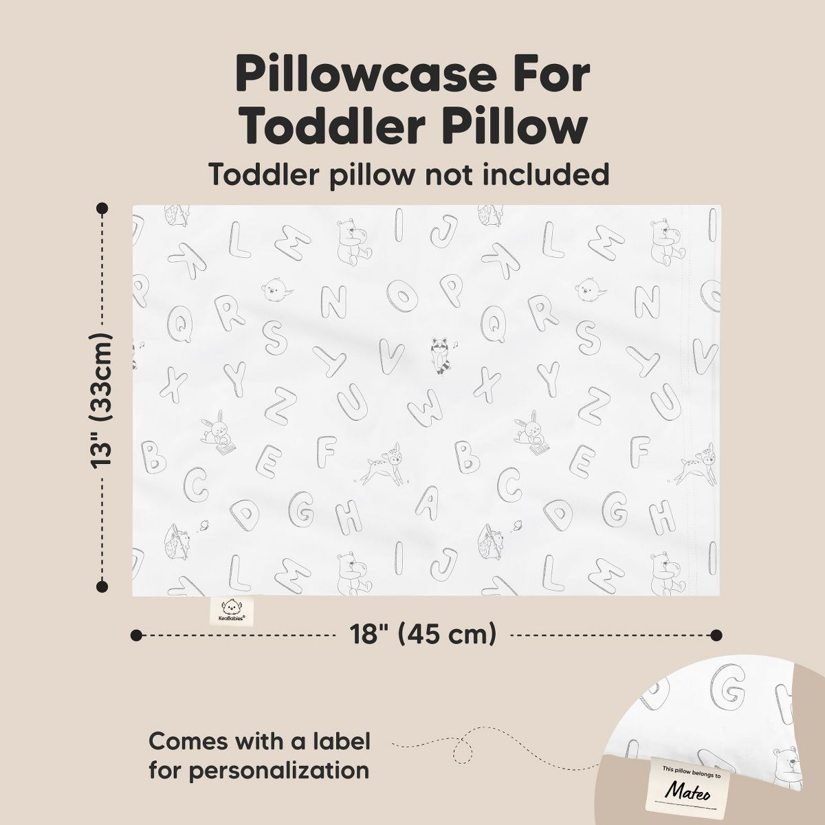 KeaBabies Toddler Pillowcase for 13X18 Pillow, Organic Toddler Pillow Case, Travel Pillow Case Cover - thumbnail 2