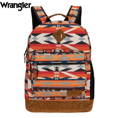 Wrangler Yellowstone Sturdy Backpack for Travel Classic Logo Water Resistant Casual Daypack for Travel with Padded Laptop Notebook Sleeve (Wild West)
