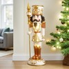 LuxenHome Lighted White and Gold Nutcracker Soldier with Scepter, Battery-Op Christmas Decor - 4 of 4