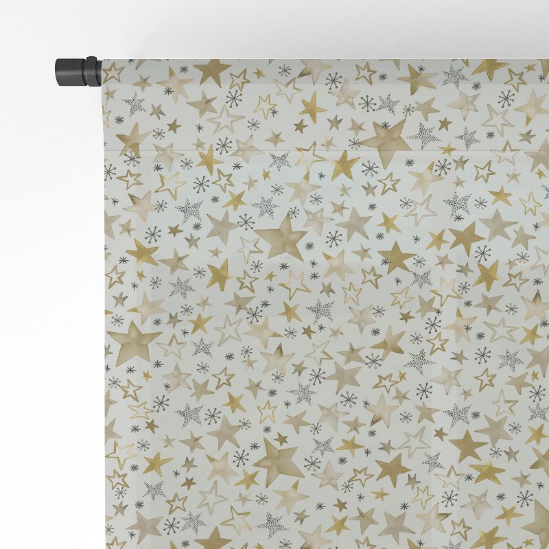 Ninola Design Winter stars holiday gold Single Panel Sheer Window Curtain - Deny Designs, 4 of 7