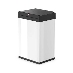 Hailo Big-Box Swing Trash Bin, 9.2 Gallon, Non Slip Base, Self Closing Swing Lid, Space-Saving for Bathroom, Garage or Kitchen, White with Black Lid - 1 of 4