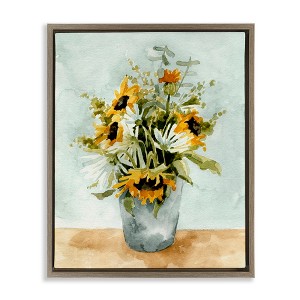 Stupell Industries Sunflower Blossom Watercolor Detail Floating Frame Canvas Art, Brown, 25" x 31" - 1 of 4