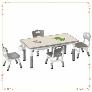 Kids Table and 4 Chairs Set, Height Adjustable Toddler Table and Chair Set for Ages 2-10 - 1 of 4
