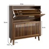 RISOKEYS 31.5-inch Walnut Shoe Storage Cabinet - Farmhouse Style with 2 Flip Drawers & Adjustable Shelves for Corridors, Entrances,Apartments - 3 of 4