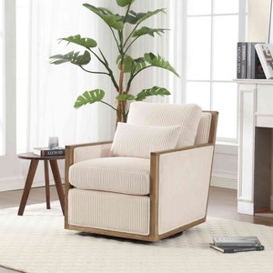 CAVINAS Corduroy Swivel Barrel Accent Chair with High Backrest,Cozy Upholstered Swivel Living Room Chairs,Reading Chairs for Living Room - 1 of 4