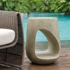 Uttermost Lithos Outdoor Accent Table-Warm Gray Concrete with Functional Cutout Detail - 3 of 4
