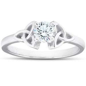 Pompeii3 5/8 Ct Diamond Solitaire Celtic Engagement Ring 14k White Gold - 1 of 4
