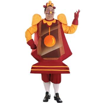 HalloweenCostumes.com 3X  Men  Disney Beauty and the Beast Plus Size Men's Cogsworth Costume., Orange/Red