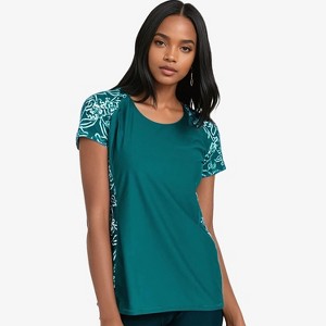Calypsa Women's Loose Fit Short Sleeve UPF 50+ Adele Swim Top - 1 of 4