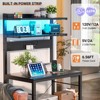 Aheaplus Kitchen Storage Rack with Power Outlet, Coffee Bar Station with LED Lights, Bakers Rack with 6 S-Shaped Hooks - 3 of 4