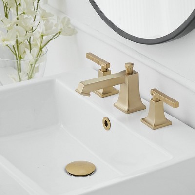 Brushed Gold 2-Handle Widespread Bathroom Faucet with Drain Assembly