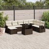 vidaXL 9 Piece Patio Sofa Set with Cushions Brown Poly Rattan - Brown and Cream without storage - 2 of 4