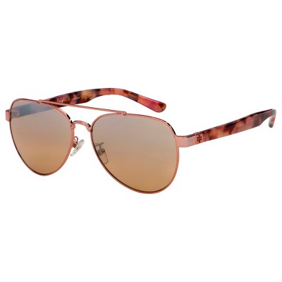 Tory Burch TY 6070 32738Z Womens Aviator Sunglasses Shiny Rose Gold 57mm