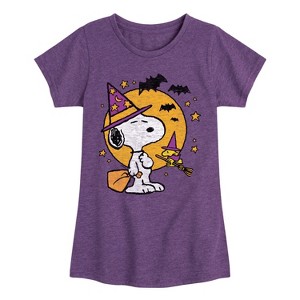 Girls' - Peanuts - Snoopy Woodstock Witchcraft Fitted Short Sleeve Graphic T-Shirt - 1 of 4