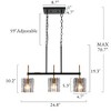 LNC Echonalyri 3-Lights 24.8" Modern Linear Kitchen Island Pendant  Lights, Polished Gold and Matte Black with Smoked Gray Ribble Glass - 3 of 4