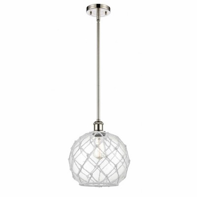 Farmhouse Rope - 1 Light Stem Hung Mini Pendant In Industrial Style-13 Inches Tall and 10 Inches Wide