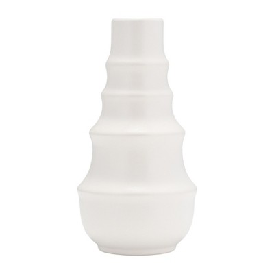 Sagebrook Home Decorative Ceramic Vase - Contemporary Ring Patterned Flower Vases for Home, Office Decorative