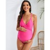 Womens Maternity Swimsuits Wrap Front Sling Swimwear One Piece Adjustable Crossback Swimsuits Stretchy Summer Beach Outfits - 3 of 4