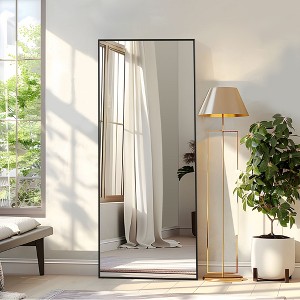 PexFix Rectangular Metal Framed Full Length Wall Mirror Free Standing Mirror in Black - 1 of 4