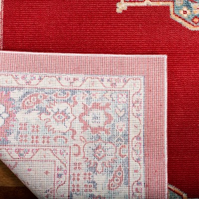 Merlot Red and Aqua Rectangular Cotton Area Rug 5' x 7'