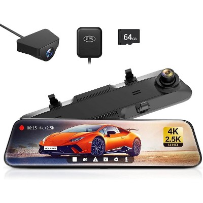 Wolfbox Rear View Mirror Camera Mirror Dash Cam 4k Front & 2.5k Rear ...