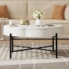 Homhougo Round Coffee Table with Drawers Farmhouse Coffee Table with Storage Wood Accent Center Table Natural Coffee Table for Living Room - 4 of 4