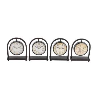 Set of 4 Metal Pendulum Stand Clocks Black - Olivia & May