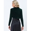 INSPIRE CHIC Women's Long Sleeve Lapel Collar Velvet Open Front Cropped Cardigan - 3 of 4