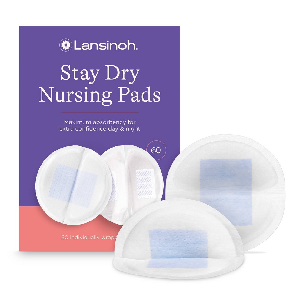 Photos - Baby Hygiene Lansinoh Stay Dry Disposable Nursing Pads for Breastfeeding with Leakproof - 60ct: BPA-Free, Contoured Fit, BPS-Free 