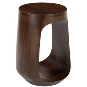 Side Table Walnut 17.7"H – Modern Round Mango Wood Table By Zuo Modern - 1 of 4