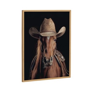 Kate & Laurel All Things Decor 16"x20" Gallery Horse Wearing a Western Cowboy Hat Print by The Creative Bunch Studio Gold - 1 of 4