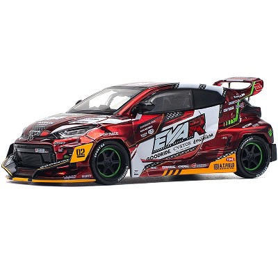 Toyota Goodride GR Yaris RHD "EVA RT Production Model-02" Red Metallic with Graphics 1/64 Diecast Model Car by Pop Race