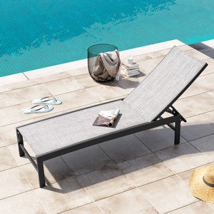 Crestlive Products Outdoor Pool Lounger Aluminum All-weather Adjustable Chaise Lounge Chair (Earth) - 1 of 4