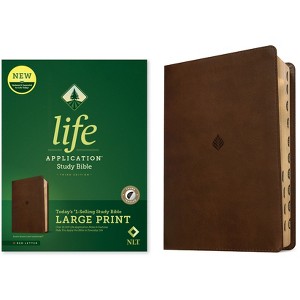 NLT Life Application Study Bible, Third Edition, Large Print (Leatherlike, Rustic Brown Leaf, Indexed, Red Letter) - (Leather Bound) - 1 of 1