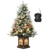 3FT/4.5FT Prelit Snow Flocked Christmas Tree, 78 LED, Tabletop Xmas Tree with Different Base for Decor - 2 of 4