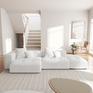 WJShome 119" Cloud Couch Modular Sectional Sofa with Ottoman,Linen Deep Seat with Pillows Convertible Sofafor Living Room, Bedroom and Apartment, - 1 of 4
