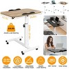 Syemin Folding Tables Overbed Bedside Table with Wheels, Adjustable Height Mobile Standing Desk, Rolling Bed Table, Brown, 23.6"*15.7"*23.6" - 3 of 4