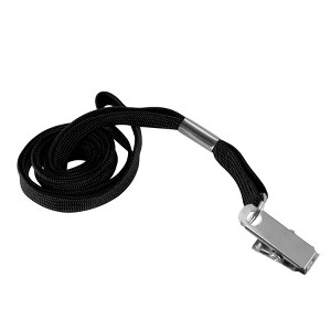 SICURIX Flat Lanyard with Bulldog Clip, Black, Pack of 100 - 1 of 4